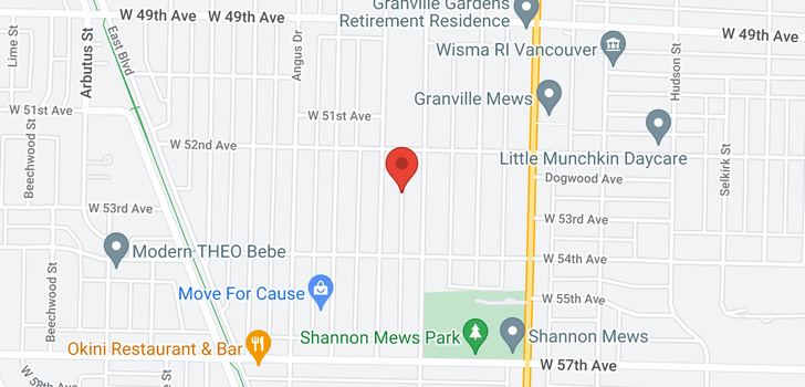map of 1588 W 54TH AVENUE